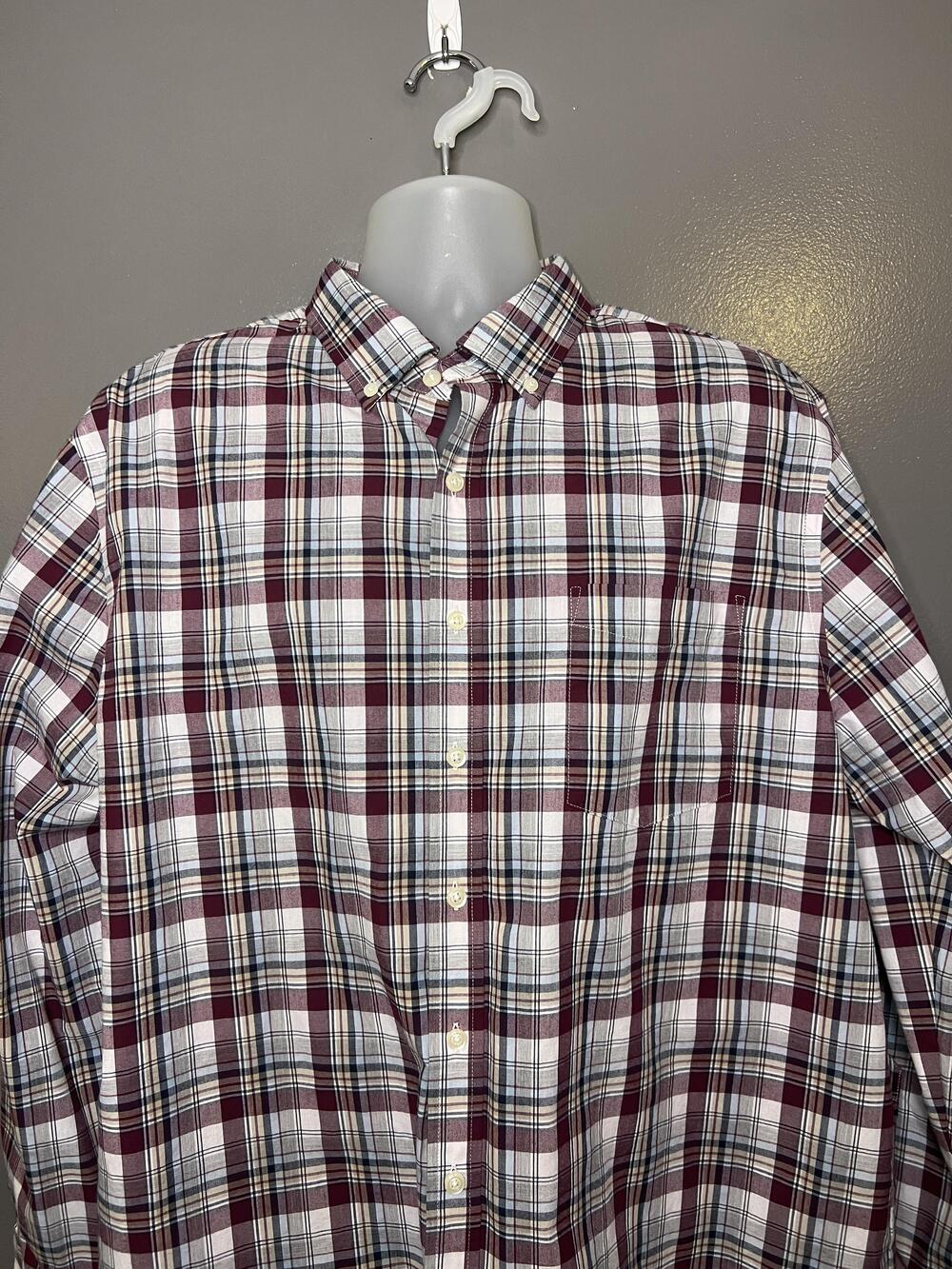 Croft & Barrow Shirt Mens XL Red Plaid Long Sleeve Button Down Casual Woven